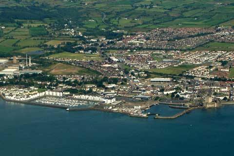Carrickfergus Castle and Marina taken from the air